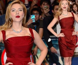 Scarlett Johansson shows off stunning figure and ample assets at Captain America premiere