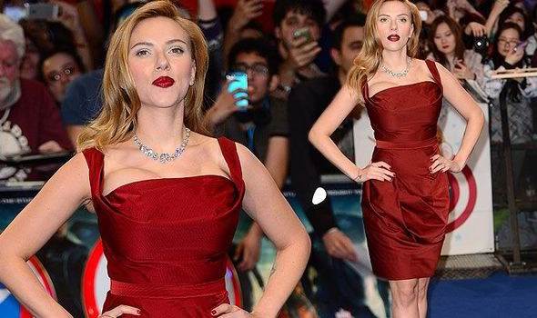 Scarlett Johansson shows off stunning figure and ample assets at Captain America premiere